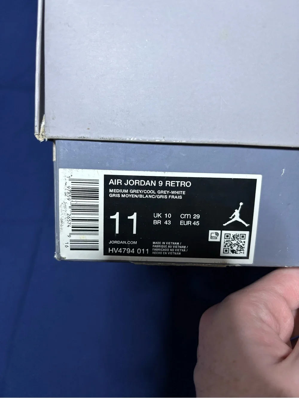 Jordan 9 Retro Cool Grey 2025 Size 11